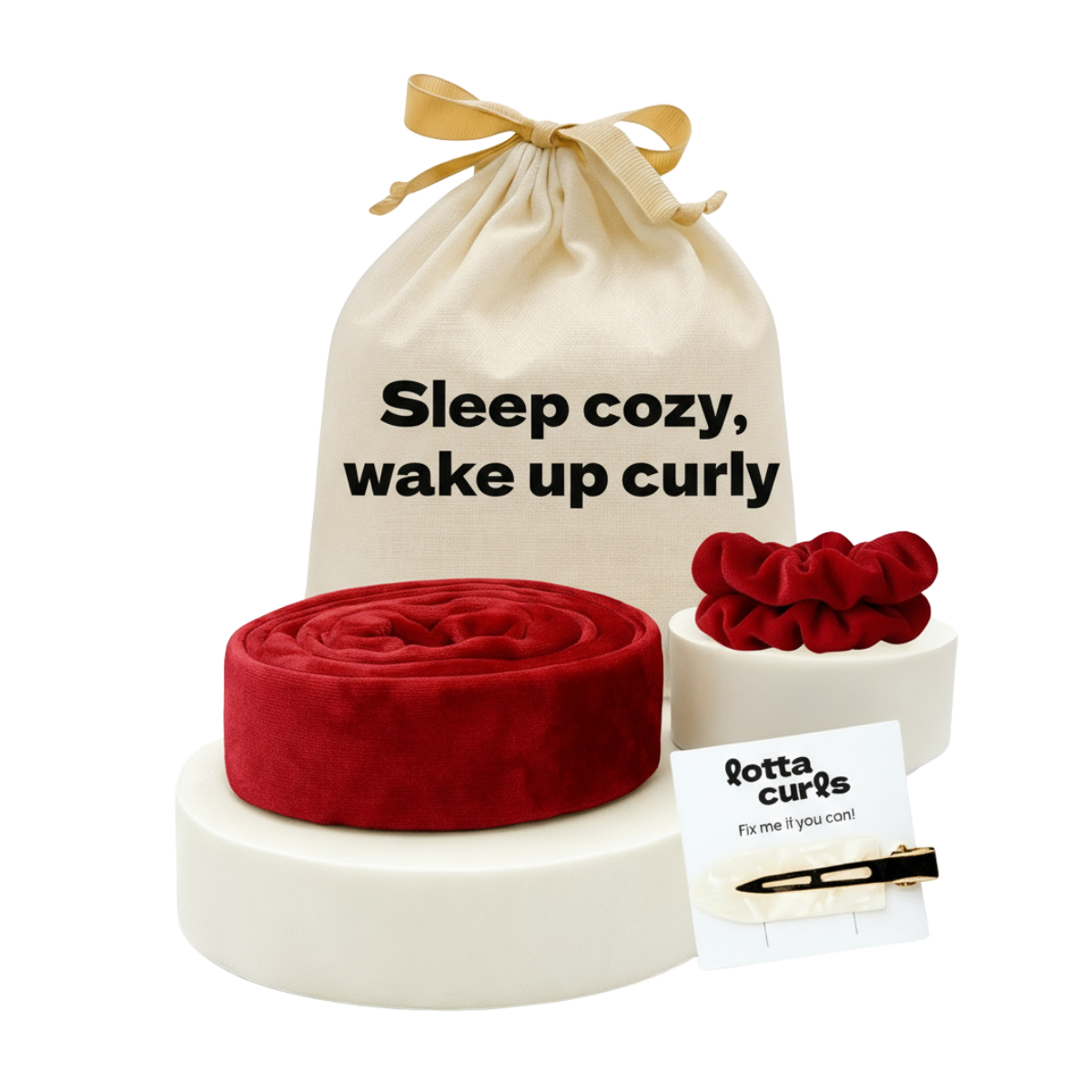 Lotta Curls Ruban de Curling Sans Chaleur Bordeaux Red