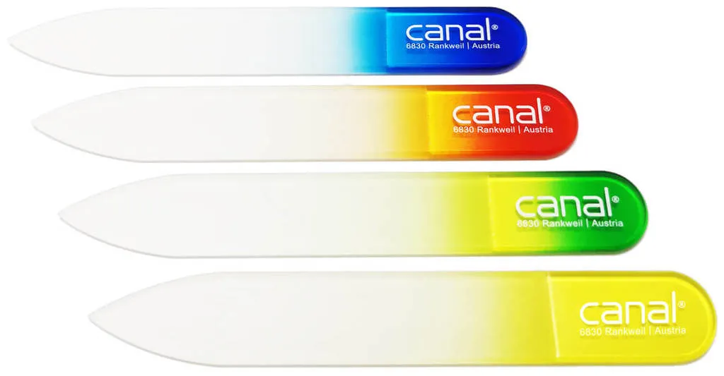 Canal Lime à ongles en verre solide, manche coloré - 8 cm