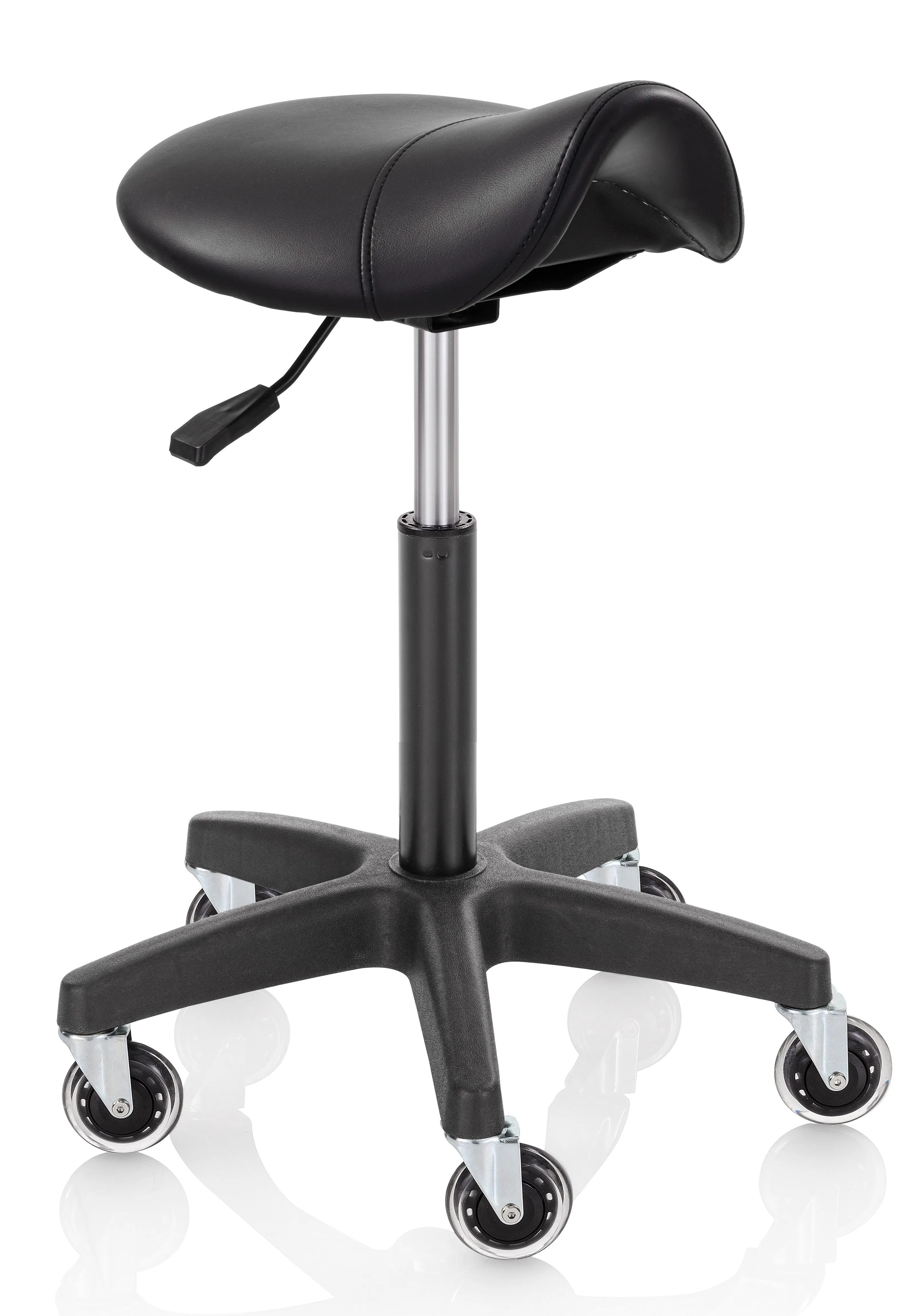 Ideal Pro Standard Saddle Tabouret En Similicuir Noir Base En Nylon Noir