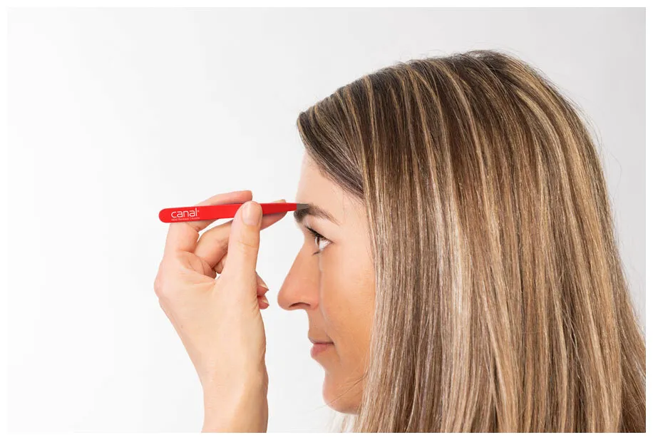 Canal Pince à épiler droite inoxydable 9cm - satin