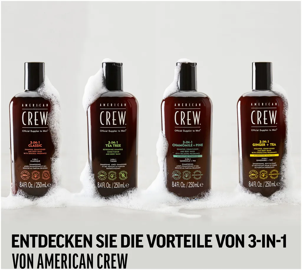 American Crew 3 in 1 Ginger & Tea Shampoo, Conditioner & Body Wash - 250 ml