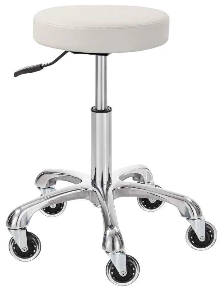 Elitè Pro Saddle With Back Tabouret En Similicuir Blanc Base En Aluminium
