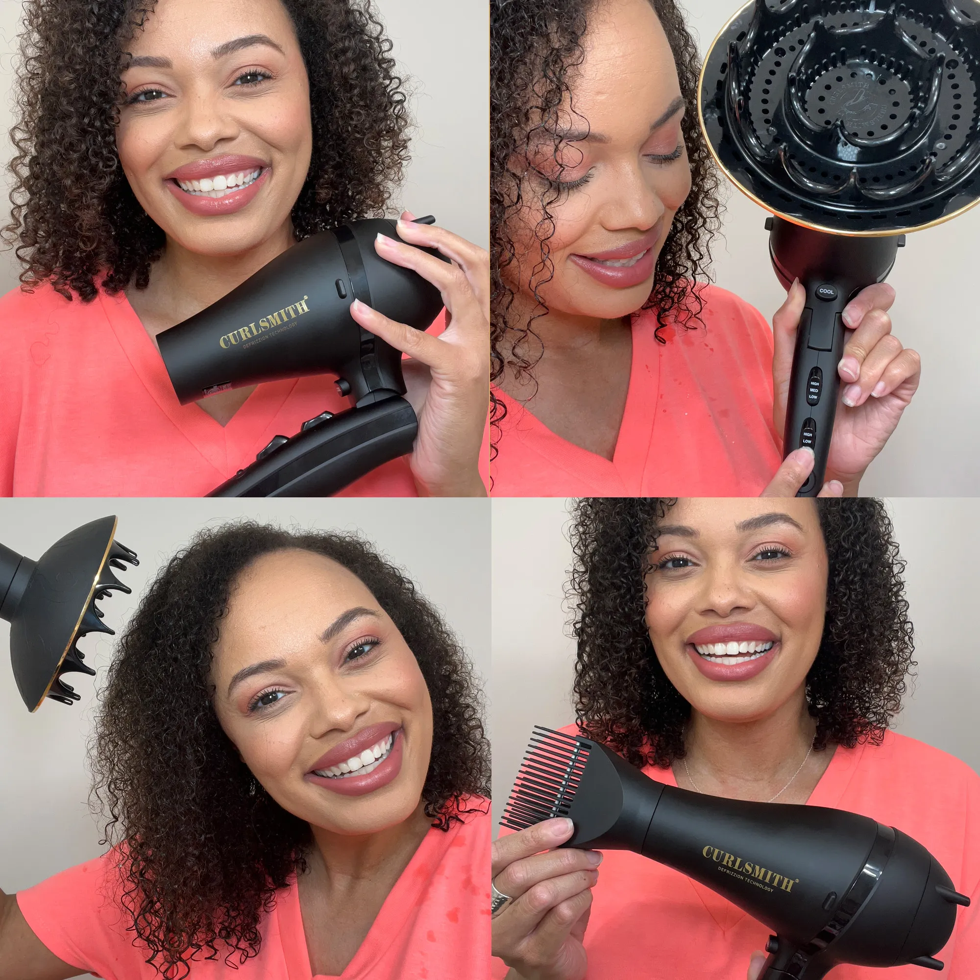 Hot Tools Curlsmith Travel Defrizzion Sèche-cheveux avec diffuseur XL