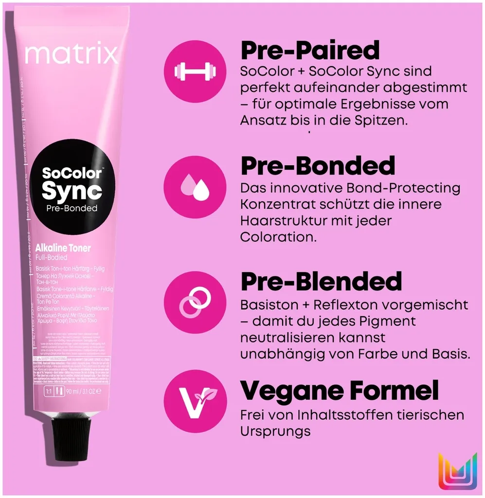 Matrix SoColor Sync Acidic NGA Coloration Ton sur Ton au pH Acide Translucide - 9NGA Neutre doré cendré