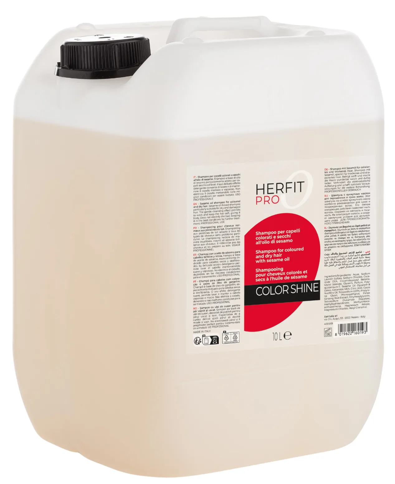 Xanitalia Herfit Pro Shampoo pour cheveux colorés et secs 10L