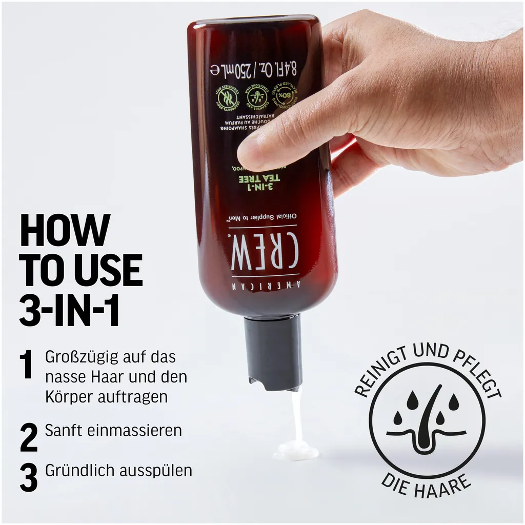American Crew 3 in 1 Tea Tree Shampoo - 250 ml