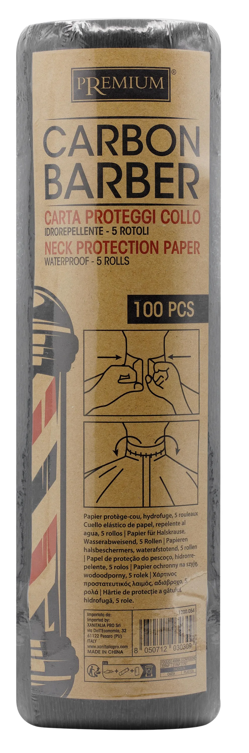 Xanitalia Carbon Barber Papier de protection nape 5 pièces x 100 bandes
