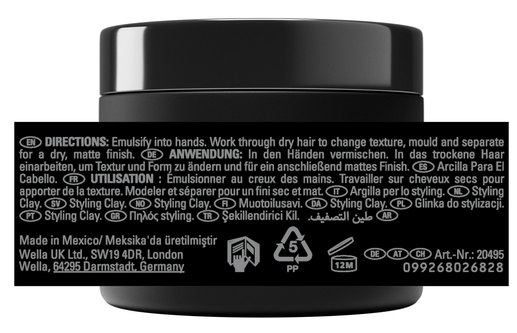 Sebastian Craft Clay Argile de texturisation et de coiffage flexible