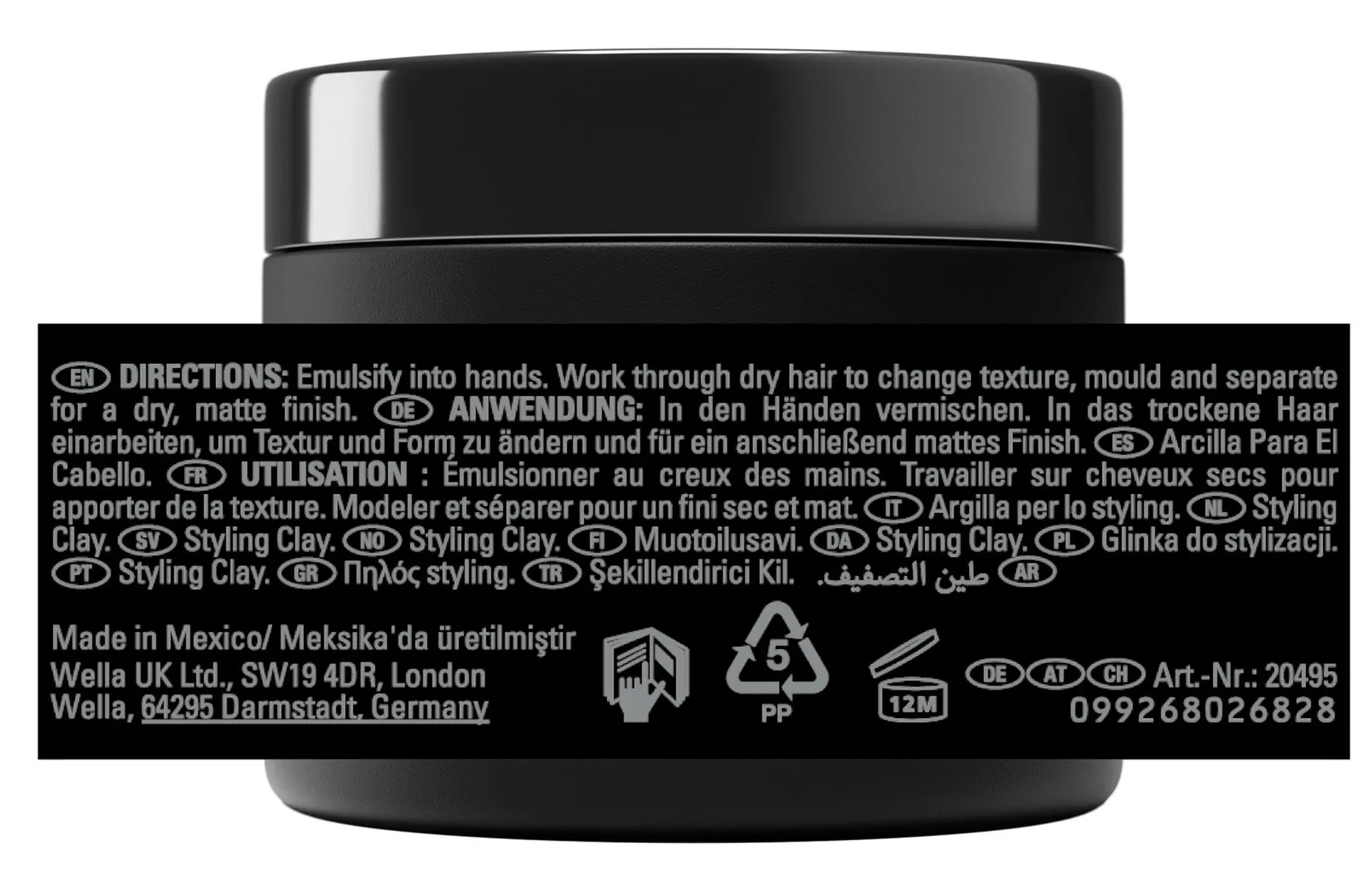 Sebastian Craft Clay Argile de texturisation et de coiffage flexible