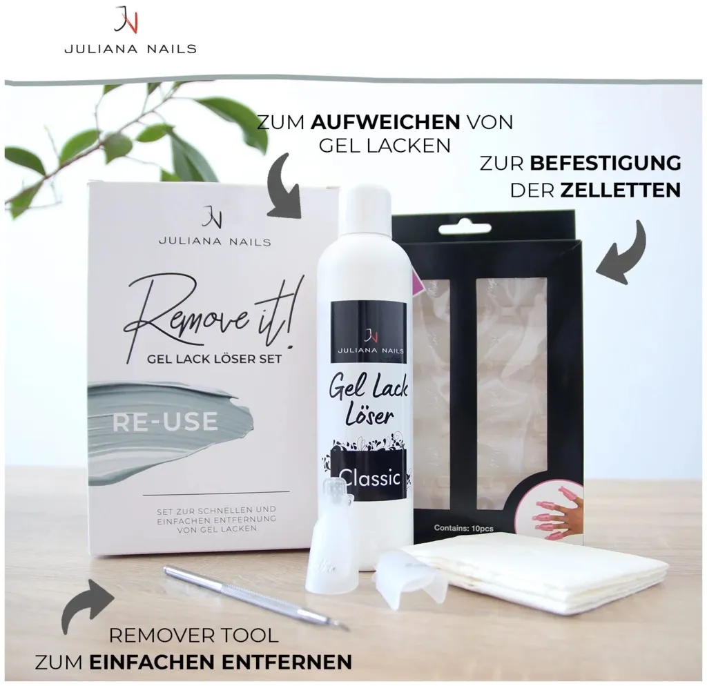 Juliana Nails Gel Lack Set Ré-utilisable pour retirer le Gel Lack