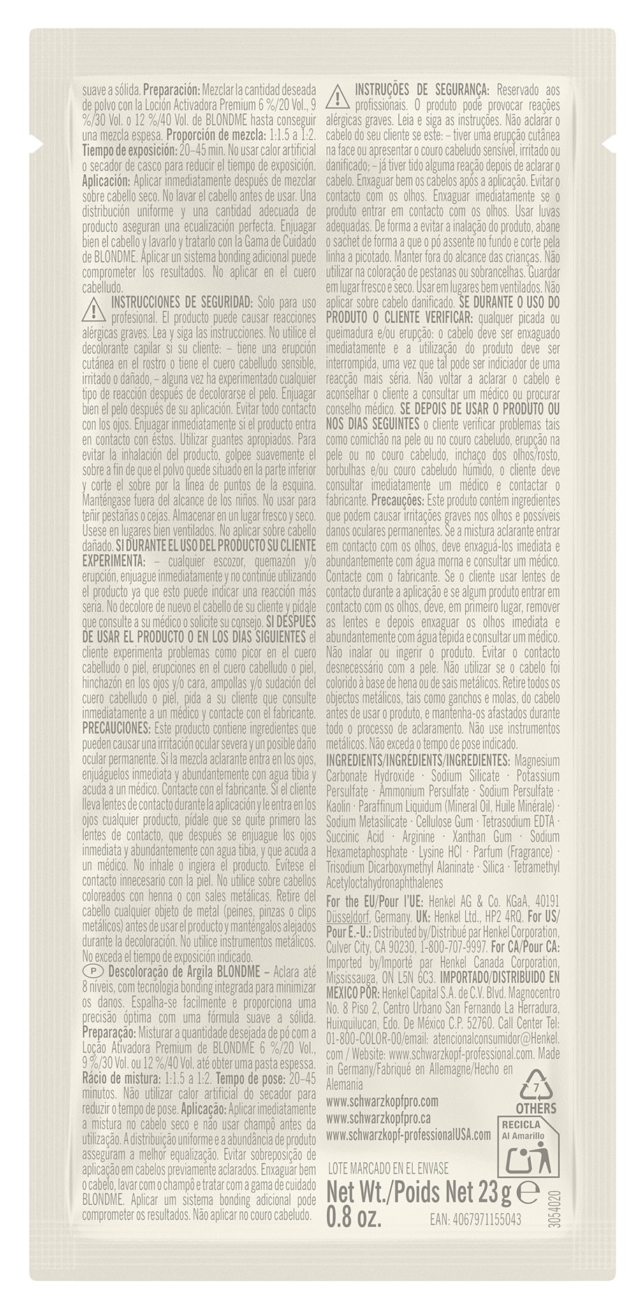 Schwarzkopf BlondMe Argile Décolorante Premium