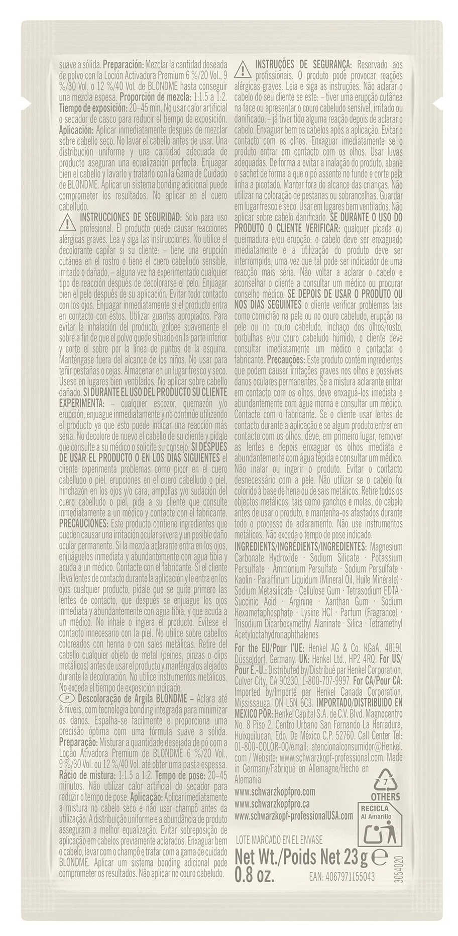 Schwarzkopf BlondMe Argile Décolorante Premium