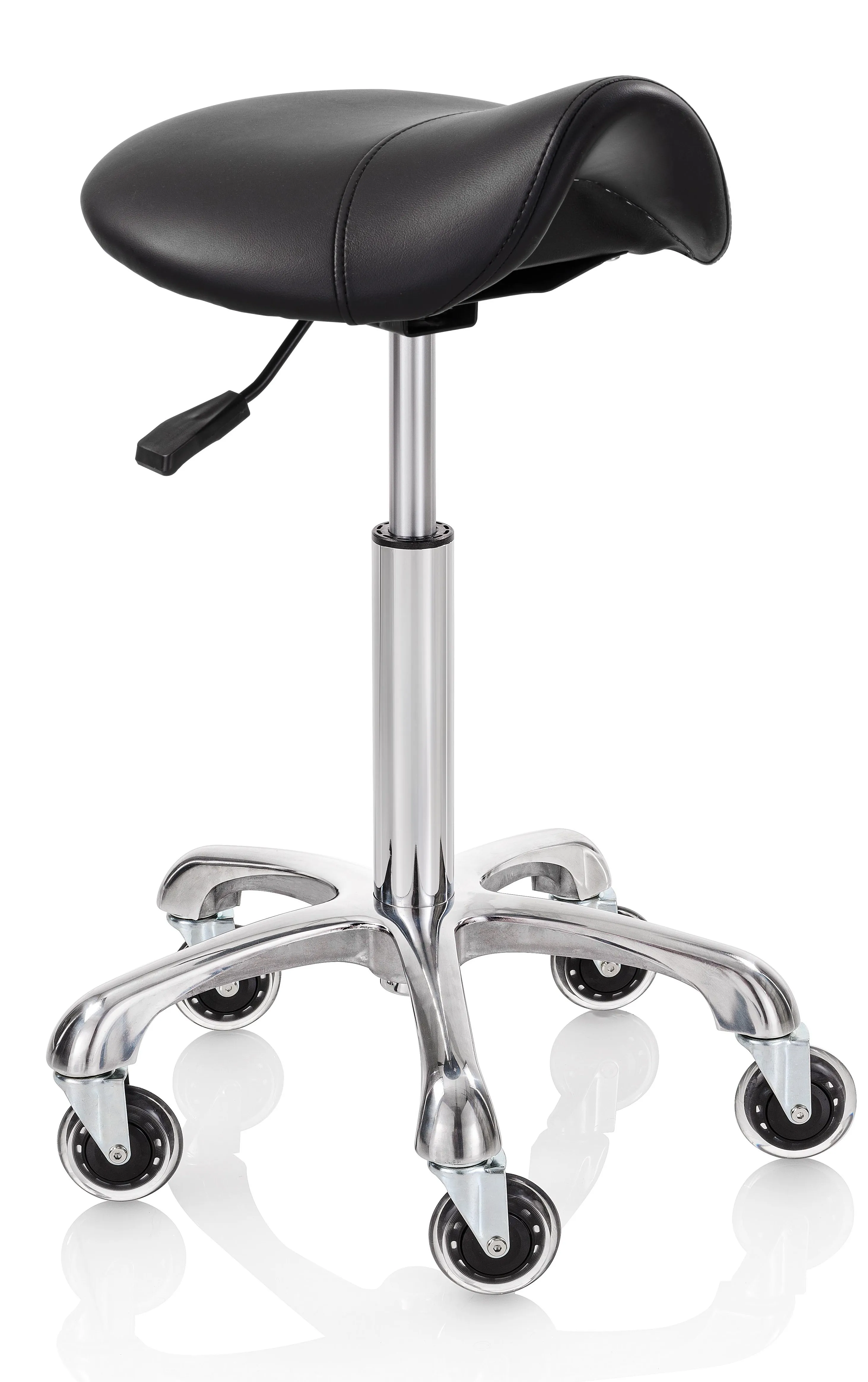Elitè Pro Standard Saddle Tabouret En Similicuir Noir Base En Aluminium