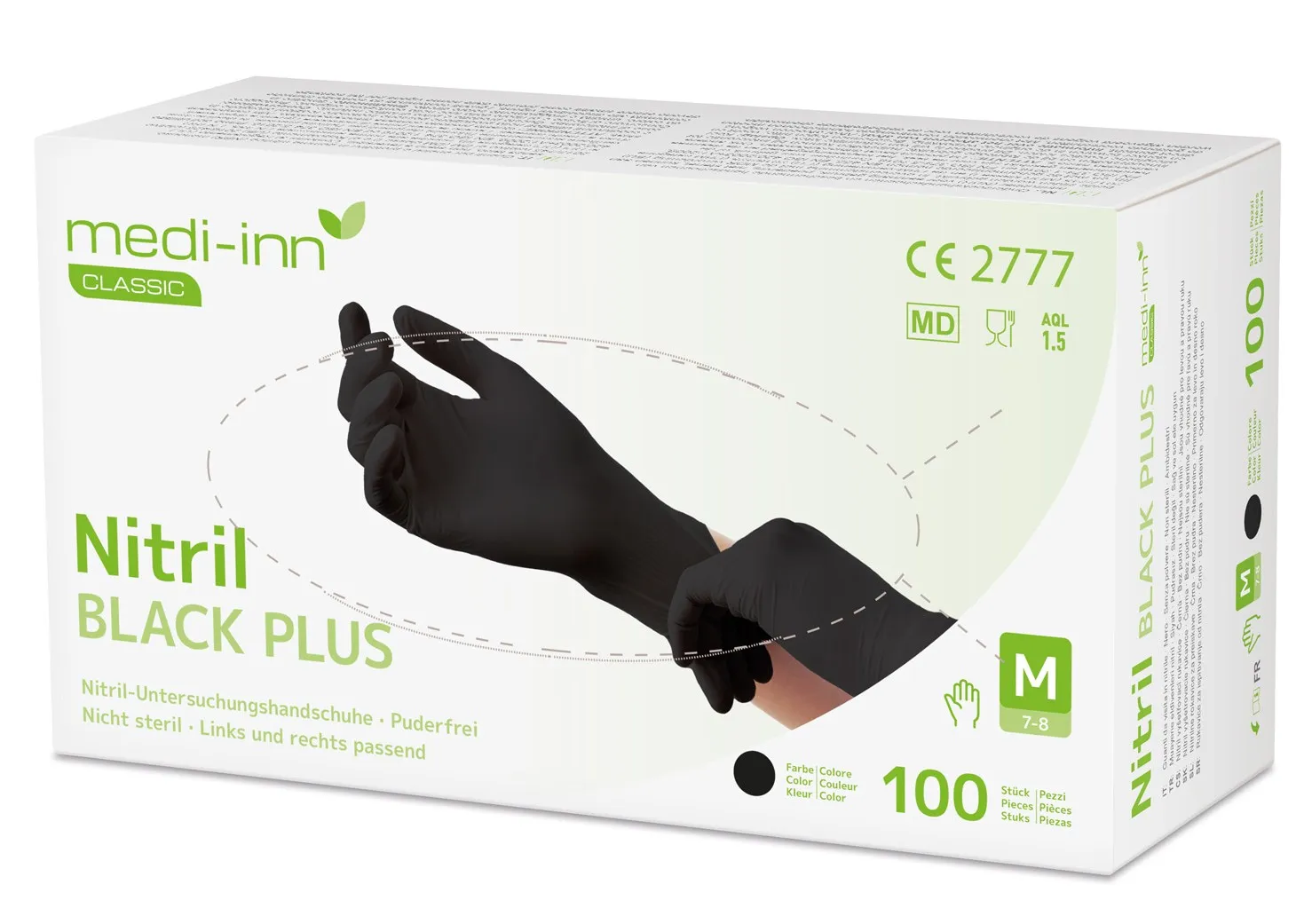 Medi-Inn Gants en nitrile Black Plus, gants jetables noirs, sans poudre