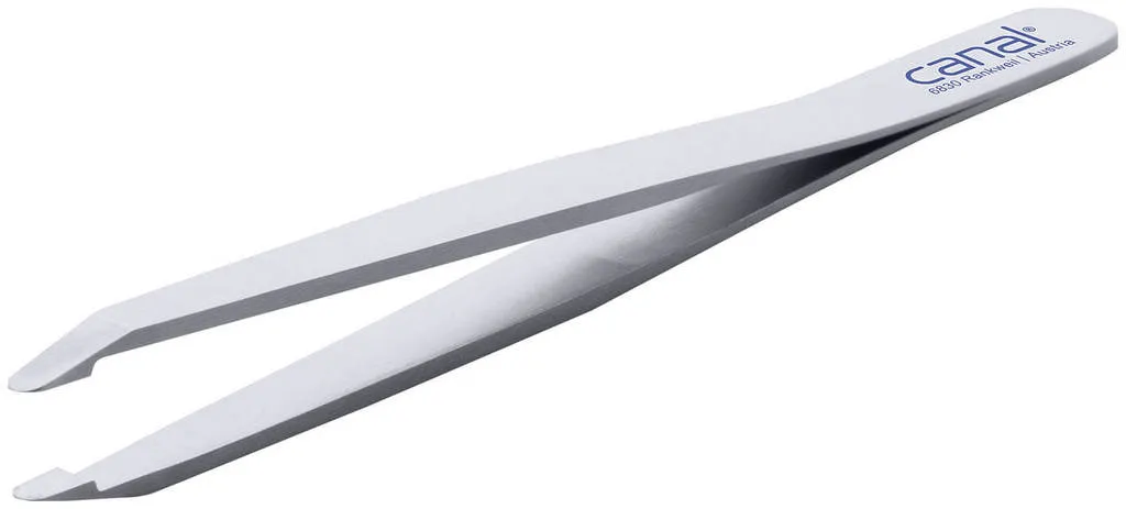 Canal Pince à épiler, pointe ronde, inoxydable, satin 9cm