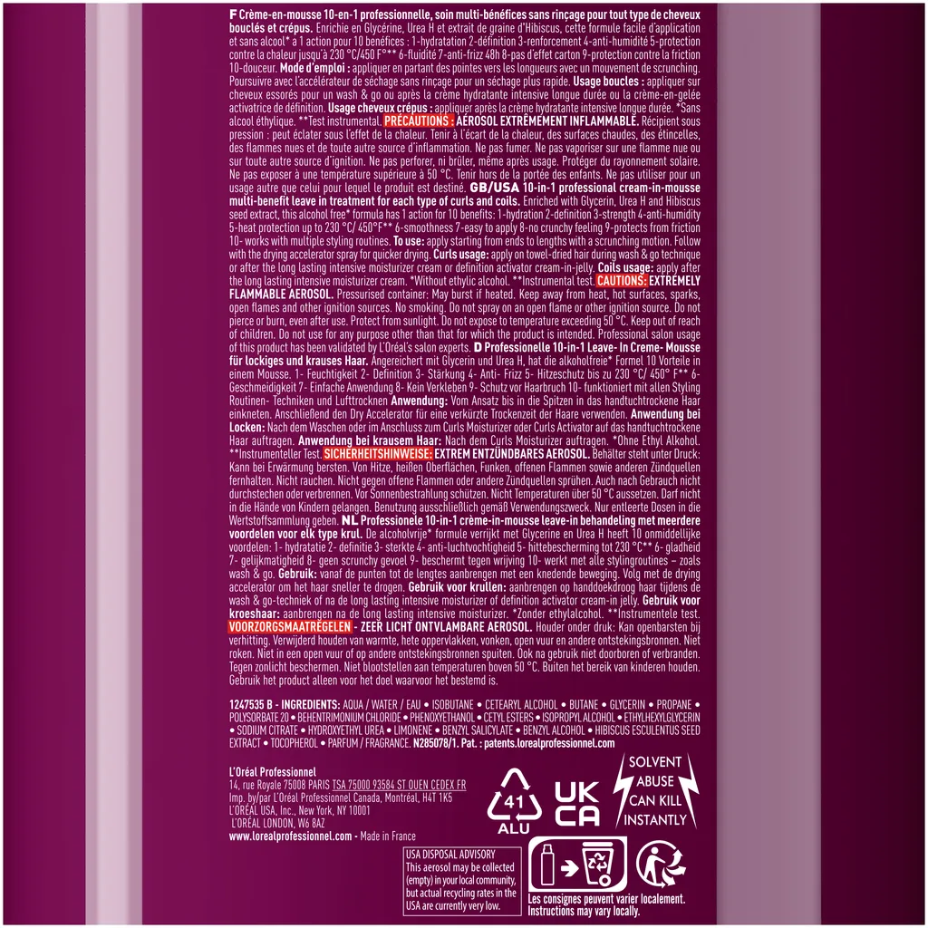 L'Oréal Série Expert Curl Expression Crème-en-Mousse 10 en 1 Soin multi-bénéfices sans rinçage