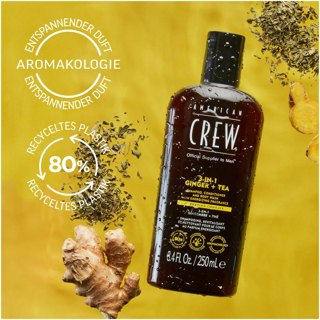 American Crew 3 in 1 Ginger & Tea Shampoo, Conditioner & Body Wash - 250 ml
