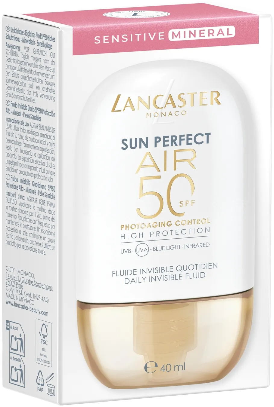 Lancaster Sun Perfect AIR Fluide Invisible Quotidien SPF50 Sensitive Mineral