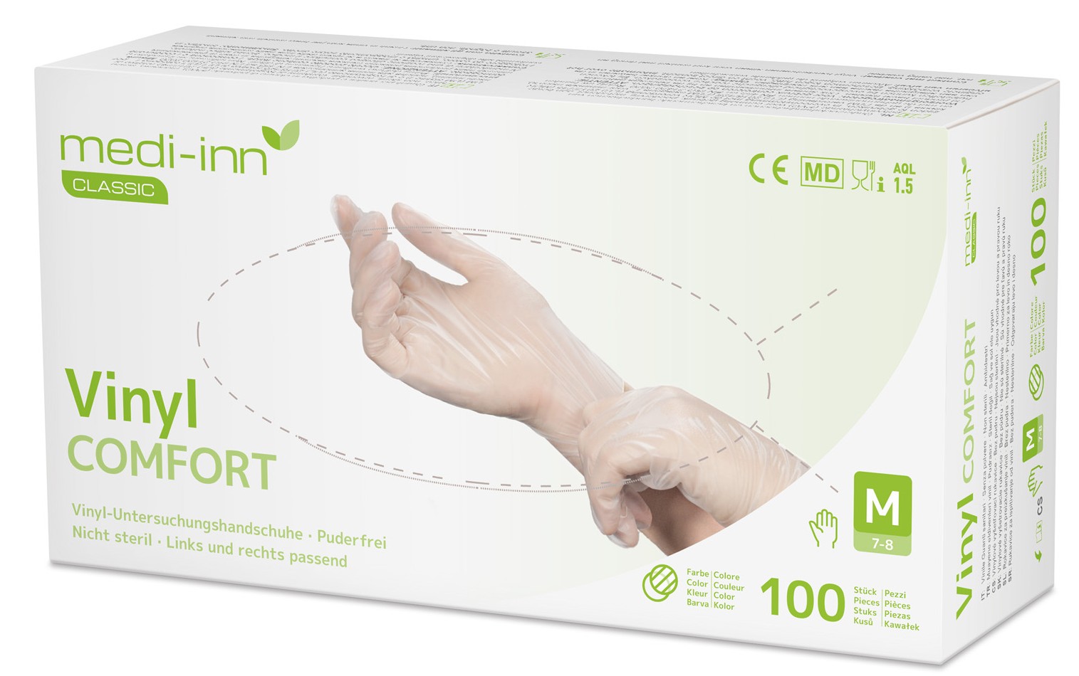 Medi-Inn Vinyl Comfort gants jetables transparents sans poudre