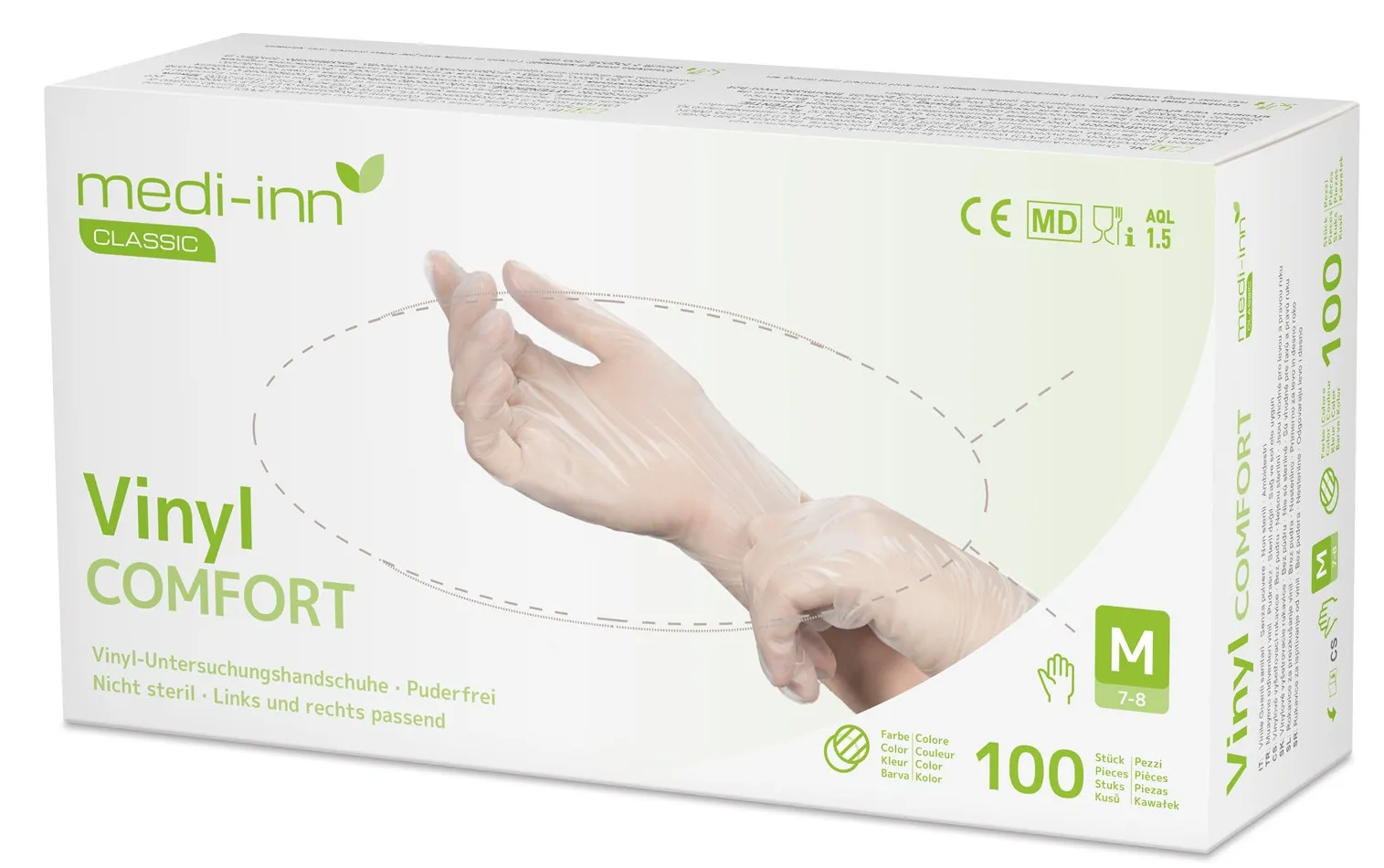 Medi-Inn Vinyl Comfort gants jetables transparents sans poudre
