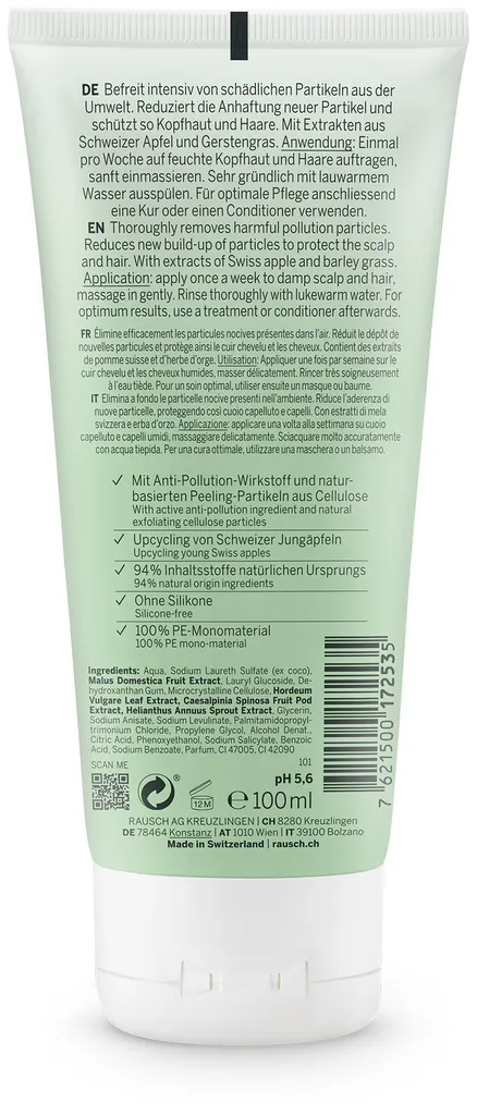 Rausch Anti-Pollution-Peeling Shampoo avec pomme suisse