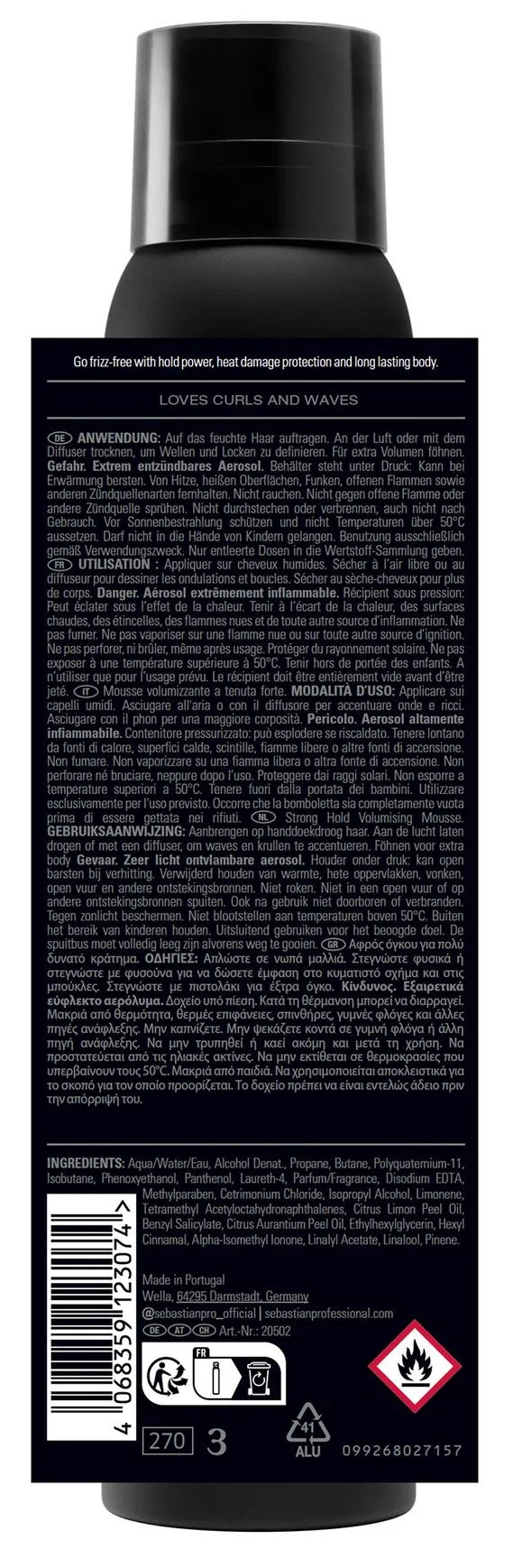 Sebastian Mousse Forte Fixation Forte Mousse volumisant