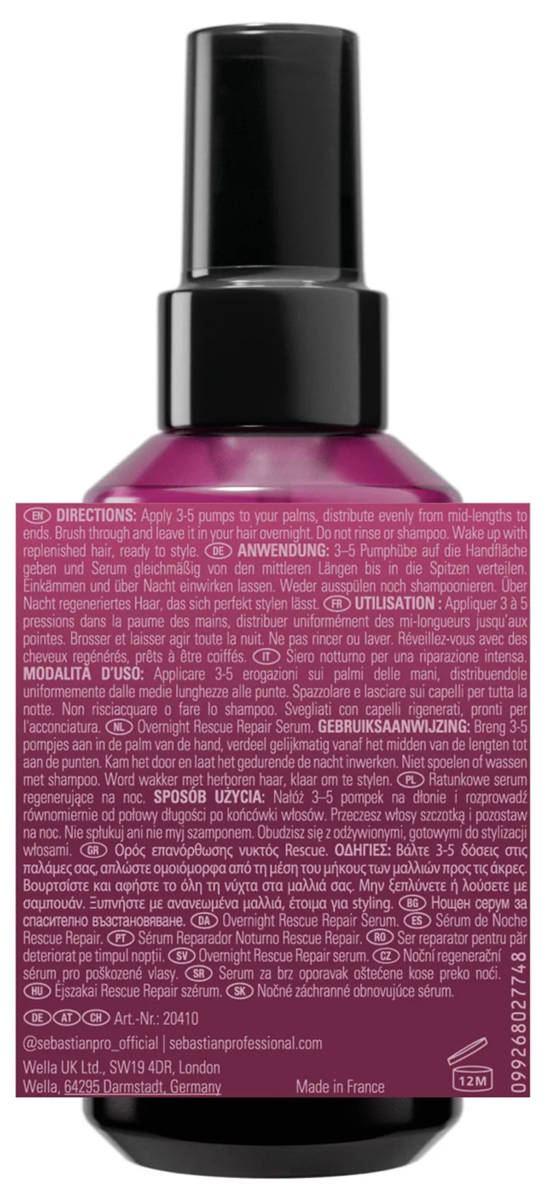 Sebastian Penetraitt Overnight Rescue Repair Serum