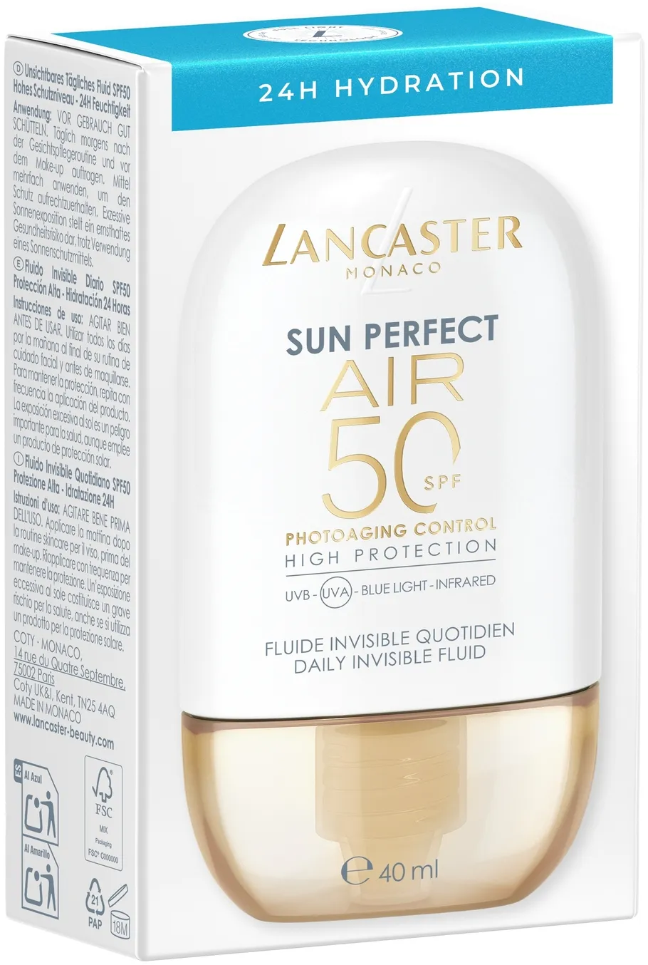 Lancaster Sun Perfect AIR Fluide Invisible Quotidien SPF50 24h Hydratation