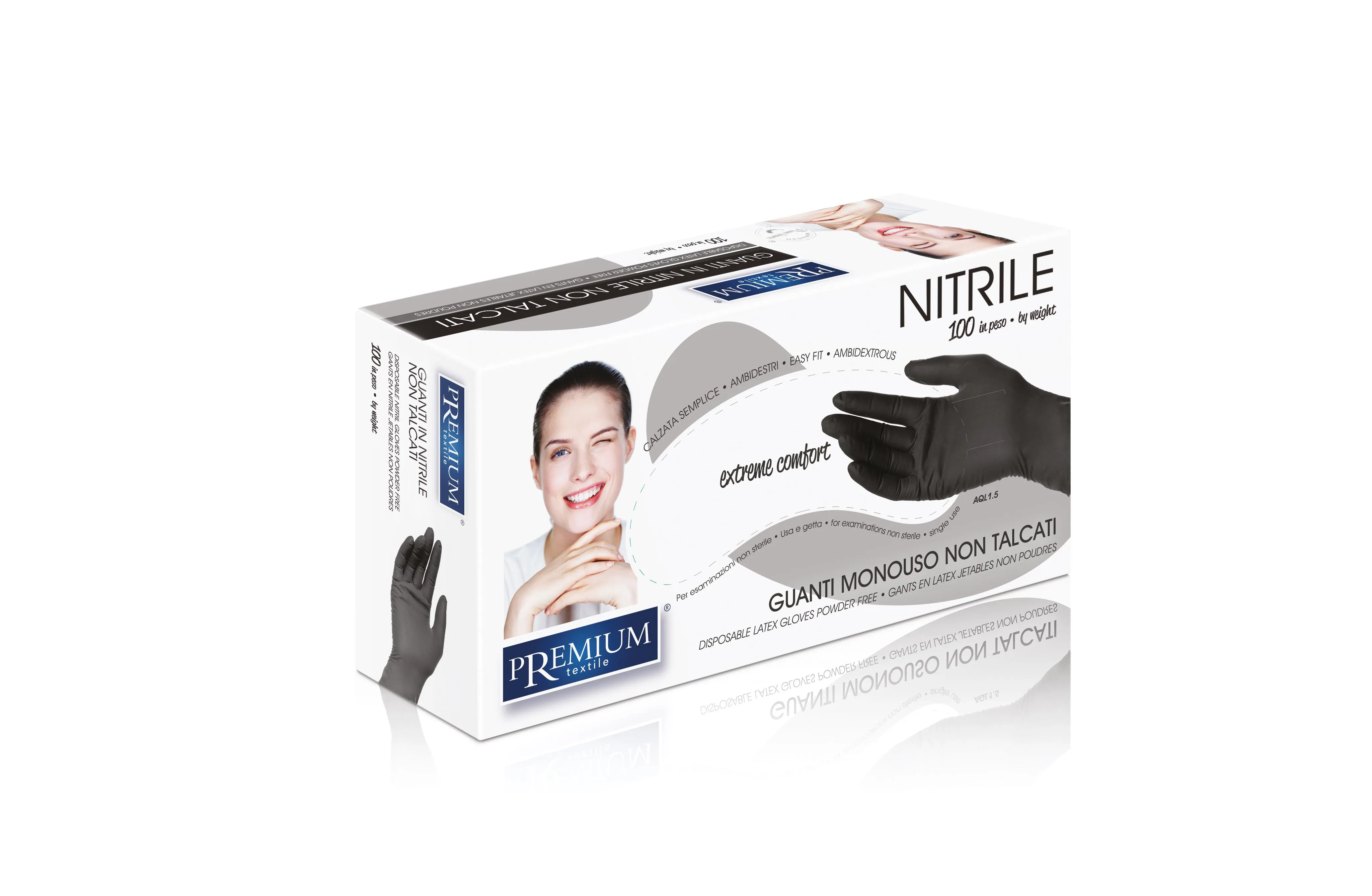 Gants nitrile Xanitalia, sans poudre, taille : S